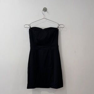 Elegant Black Strapless Satin Mini Dress